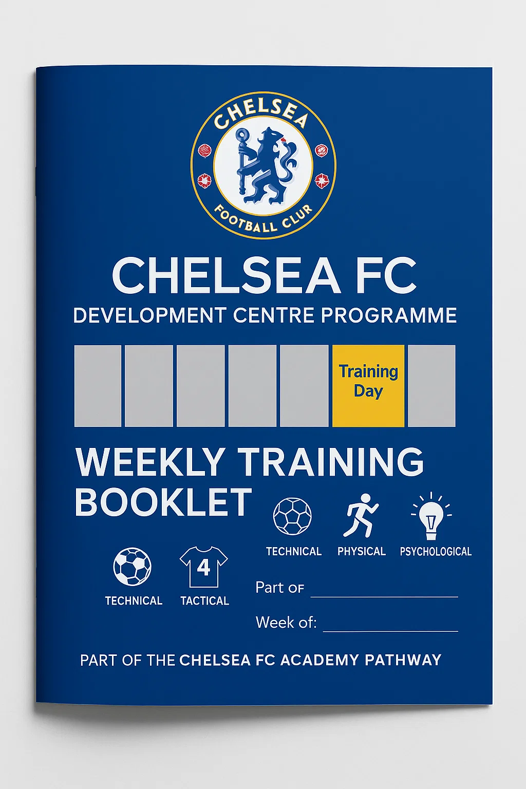 Chelsea FC Development centre programme Weekly trainig booklet PDF