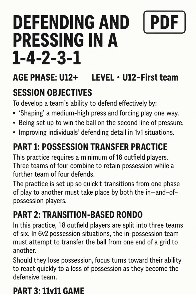 DEFENDING AND PRESSING IN A 1-4-2-3-1 PDF