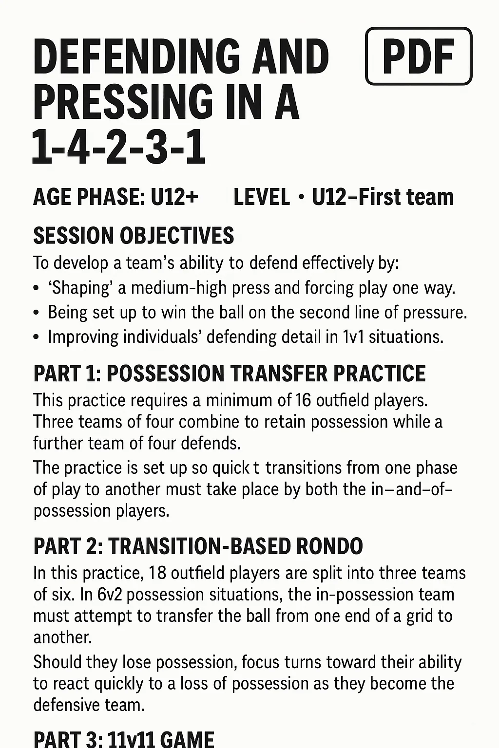 DEFENDING AND PRESSING IN A 1-4-2-3-1 PDF